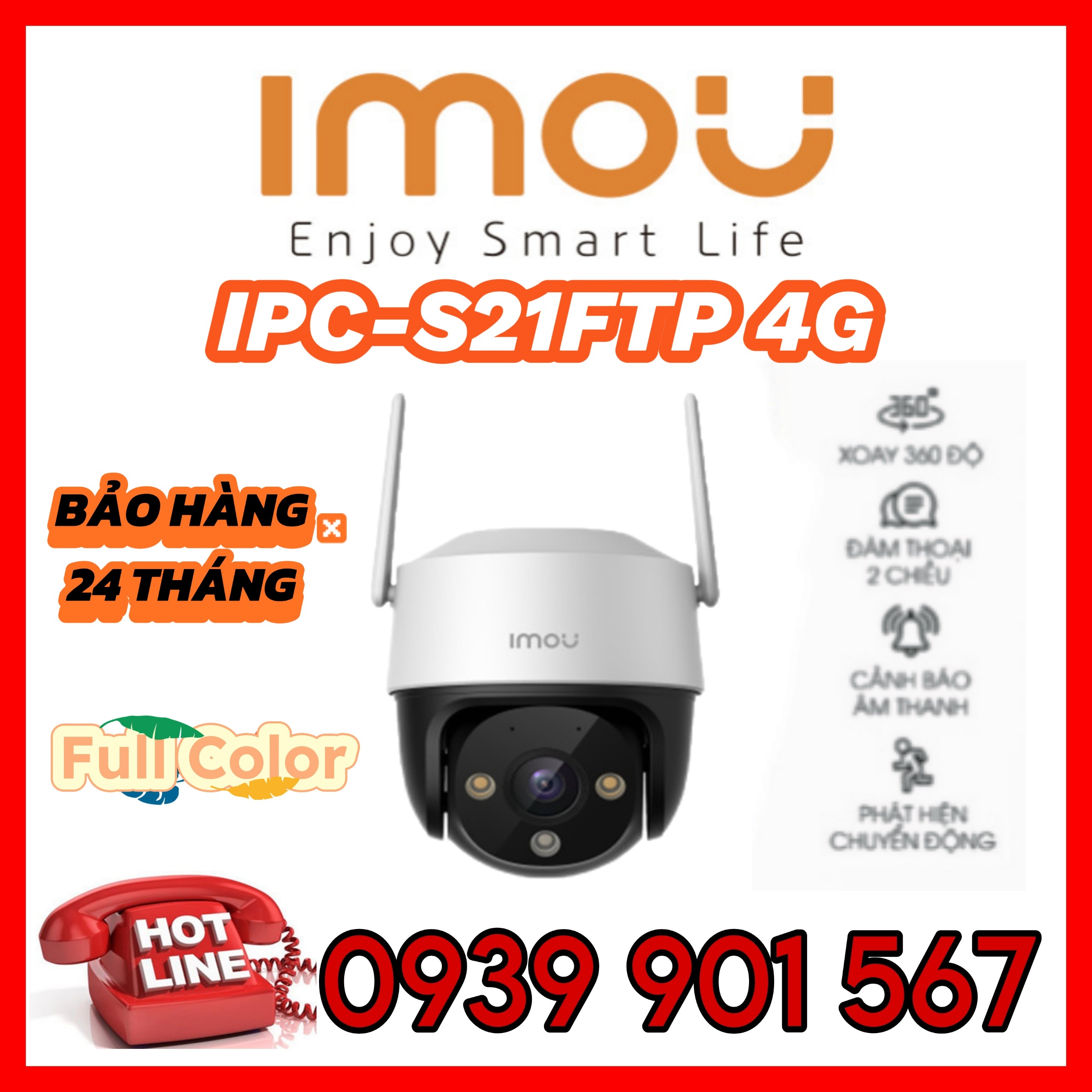 Camera Wifi PT Full Color 2MP iMOU IPC-S21FTP kết nối 4G